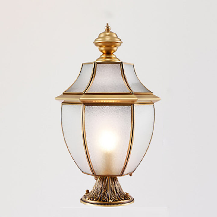 Contemporary Scandinavian Hexagonal Bell Glass Brass 1-Light Outdoor Light For Outdoor Patio