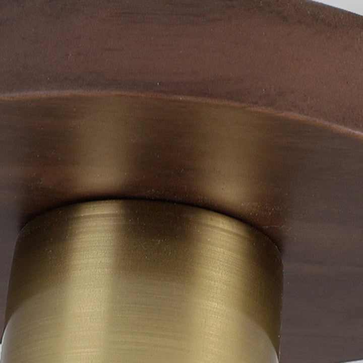 Plafonnier semi-encastré 1 lumière en laiton et noyer avec globe en verre rond chinois traditionnel pour chambre à coucher 