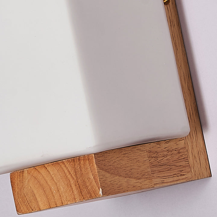 Traditionelle japanische rechteckige Glas-Holz-Wandleuchte mit 1 Licht für das Wohnzimmer 