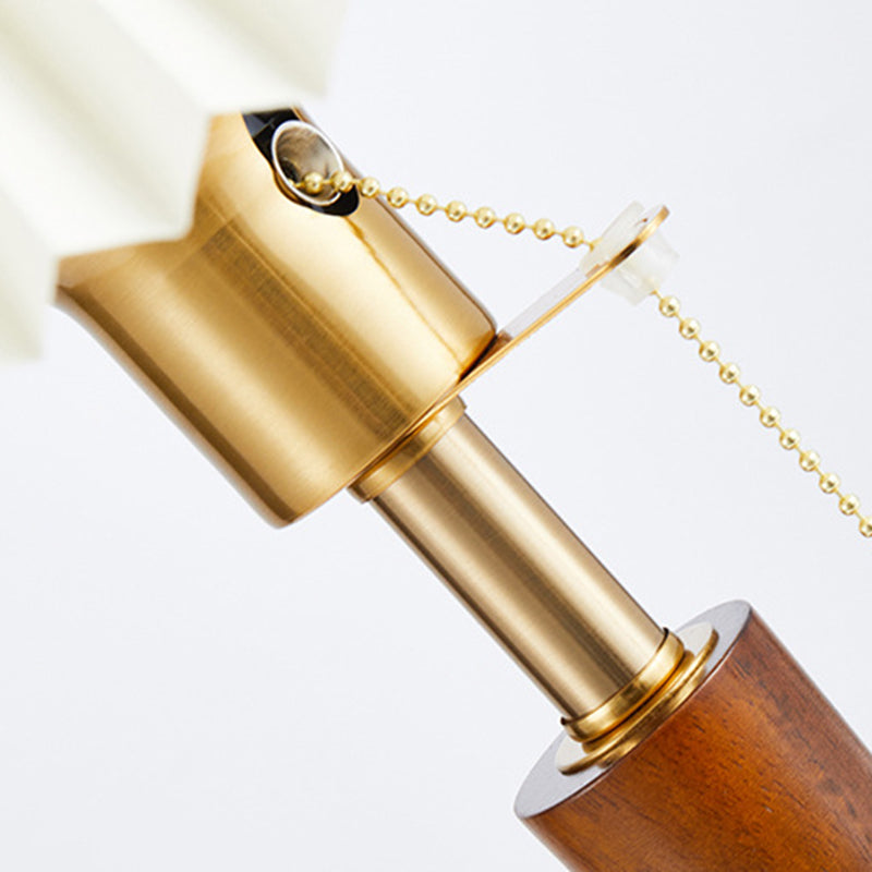 Traditionelle Vintage-Regenschirm Faltenrund Stoff Holz Hardware 1-Licht Tischlampe für Wohnzimmer 