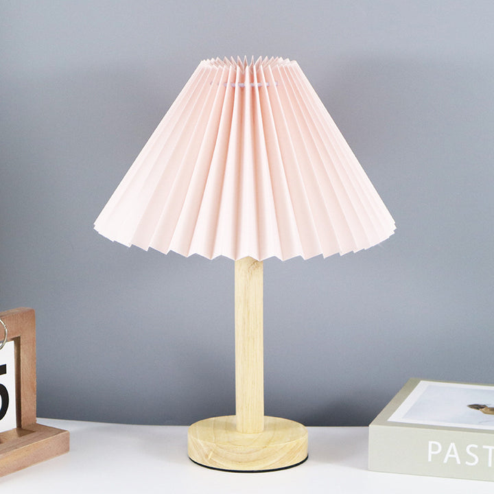Zeitgenössische skandinavische Faltfächer Tischlampe aus Stoff und Massivholz mit 1 Licht für das Wohnzimmer 