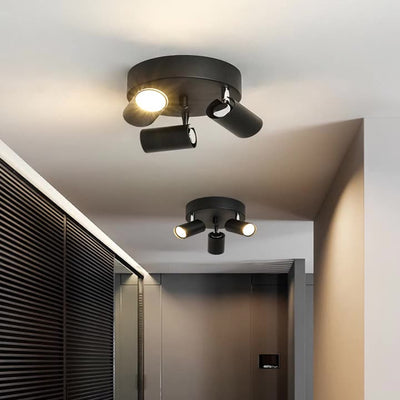 Contemporary Scandinavian Cylindrical Round Iron 3-Light Semi-Flush Mount Ceiling Light For Living Room