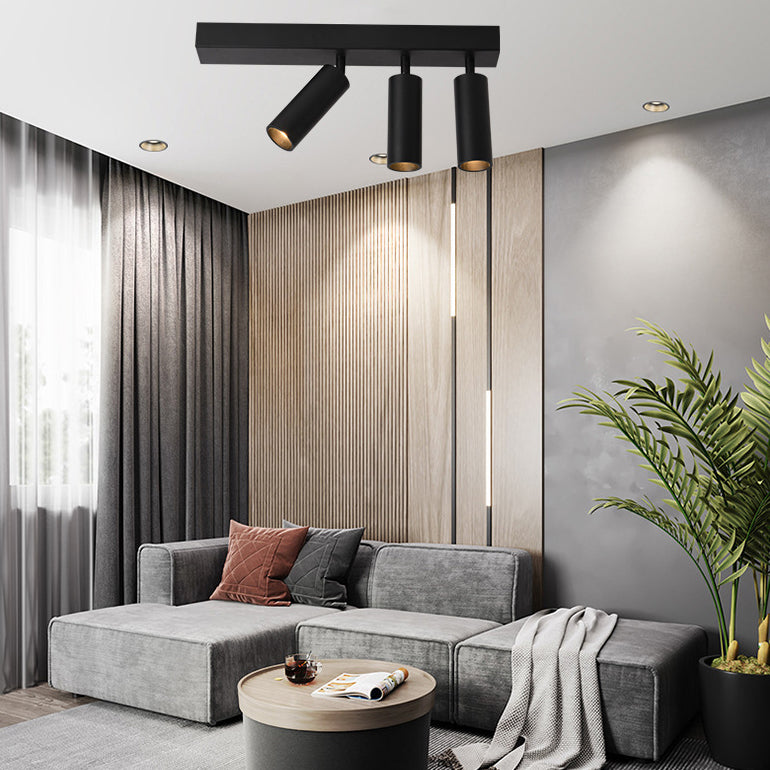 Plafonnier LED en aluminium à montage semi-encastré en forme de cylindre rectangle de simplicité moderne pour salon 