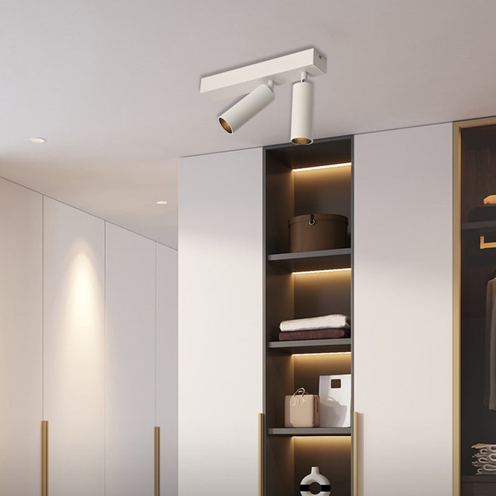 Modern Simplicity Cylinder Rectangle Aluminum LED Semi-Flush Mount Ceiling Light For Living Room