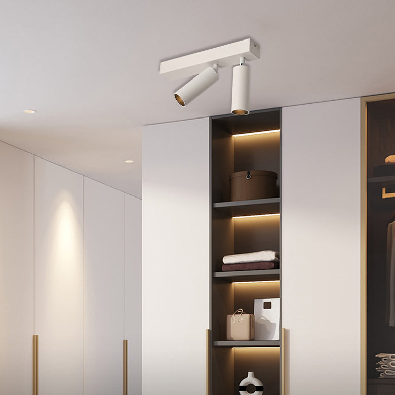 Modern Simplicity Cylinder Rectangle Aluminum LED Semi-Flush Mount Ceiling Light For Living Room