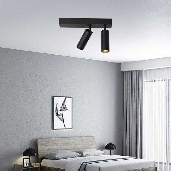 Plafonnier LED en aluminium à montage semi-encastré en forme de cylindre rectangle de simplicité moderne pour salon 