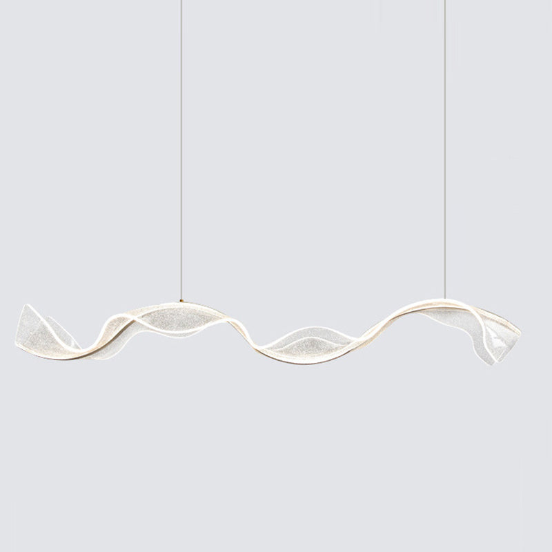 Modern Minimalist Wave Bend Acrylic Aluminum LED Chandelier Island Light For Living Room