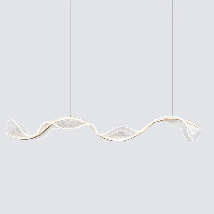 Modern Minimalist Wave Bend Acrylic Aluminum LED Chandelier Island Light For Living Room