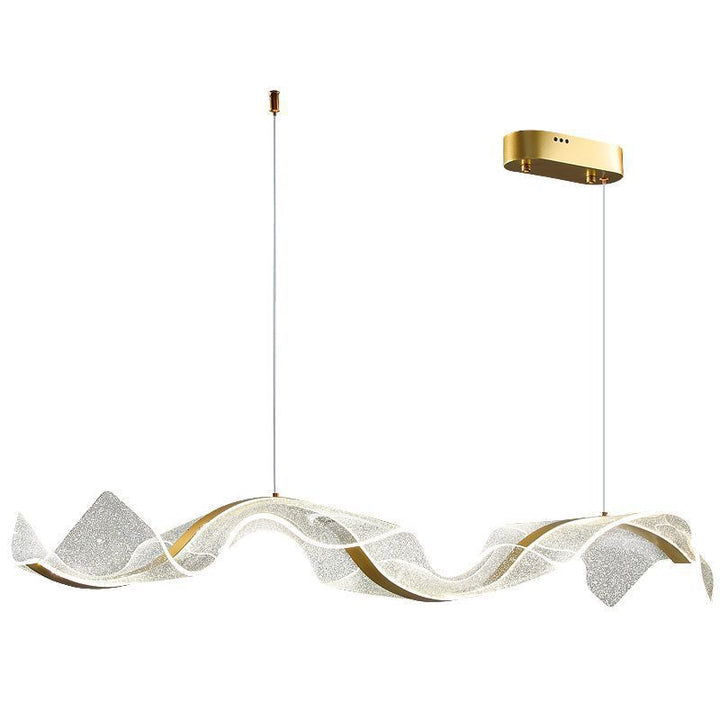 Modern Minimalist Wave Bend Acrylic Aluminum LED Chandelier Island Light For Living Room
