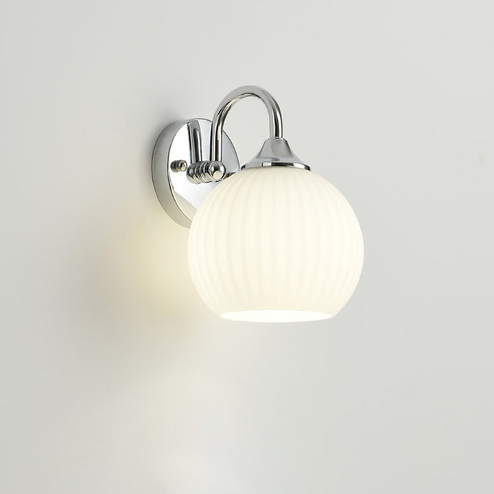 Applique Murale Moderne Minimaliste en Verre Rond à Rayures Orb en Fer 1-Lumière pour Salon 