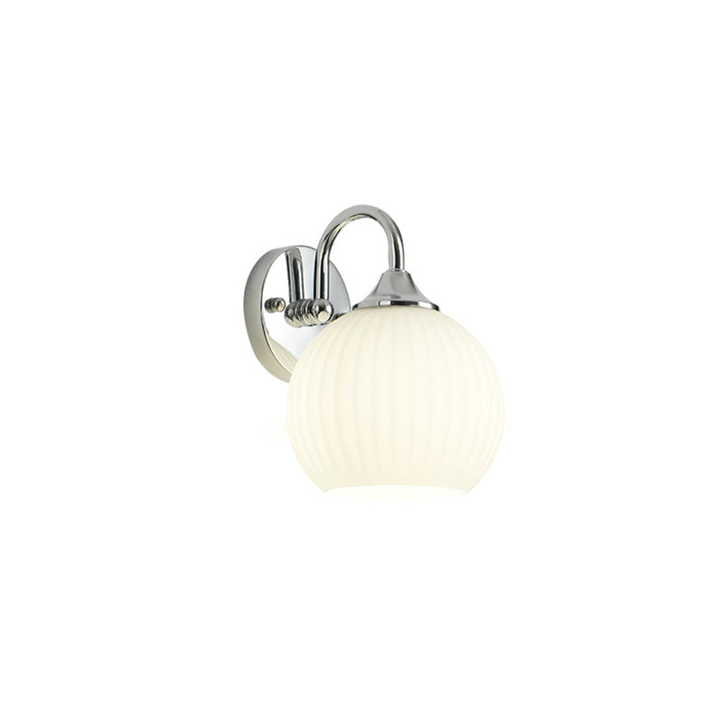 Moderne minimalistische Kugelgestreifte runde Glas-Eisen-Wandleuchte mit 1 Licht für das Wohnzimmer 