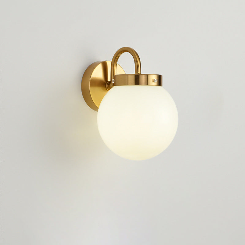 Applique Murale Moderne Minimaliste en Verre Rond à Rayures Orb en Fer 1-Lumière pour Salon 