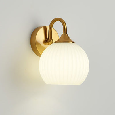 Moderne minimalistische Kugelgestreifte runde Glas-Eisen-Wandleuchte mit 1 Licht für das Wohnzimmer 