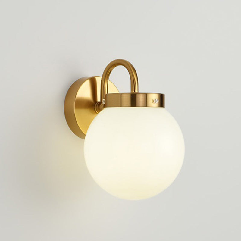 Moderne minimalistische Kugelgestreifte runde Glas-Eisen-Wandleuchte mit 1 Licht für das Wohnzimmer 