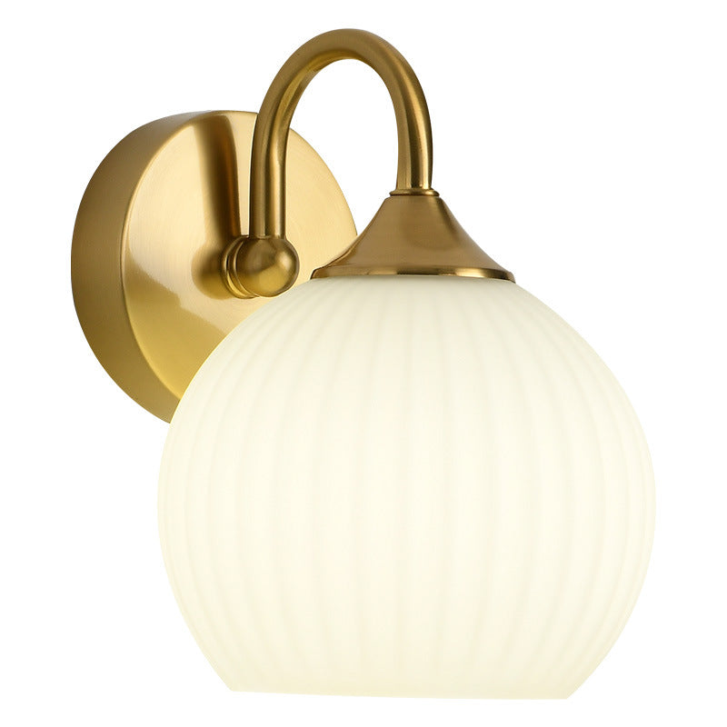 Moderne minimalistische Kugelgestreifte runde Glas-Eisen-Wandleuchte mit 1 Licht für das Wohnzimmer 