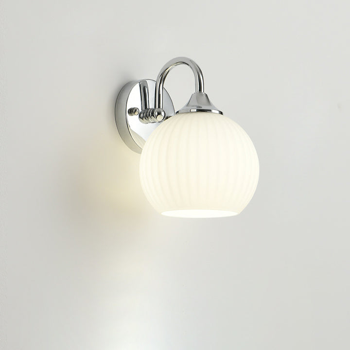 Applique Murale Moderne Minimaliste en Verre Rond à Rayures Orb en Fer 1-Lumière pour Salon 