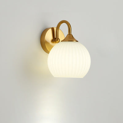 Moderne minimalistische Kugelgestreifte runde Glas-Eisen-Wandleuchte mit 1 Licht für das Wohnzimmer 