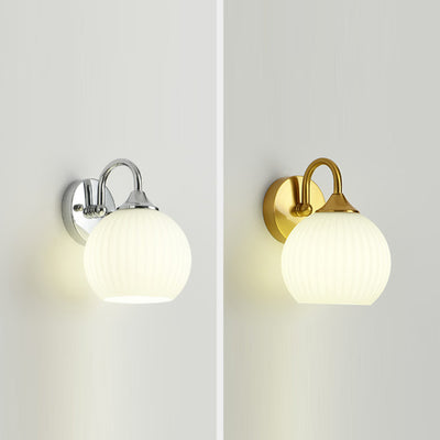 Moderne minimalistische Kugelgestreifte runde Glas-Eisen-Wandleuchte mit 1 Licht für das Wohnzimmer 