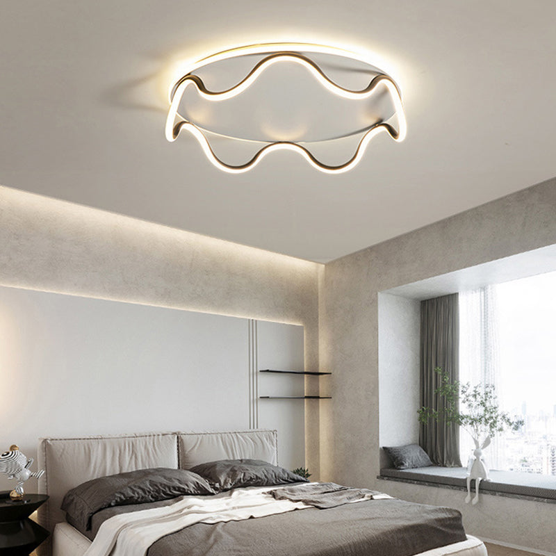 Moderne Art Deco Kinder Welle Runde Eisen LED-Deckenleuchte für Wohnzimmer 