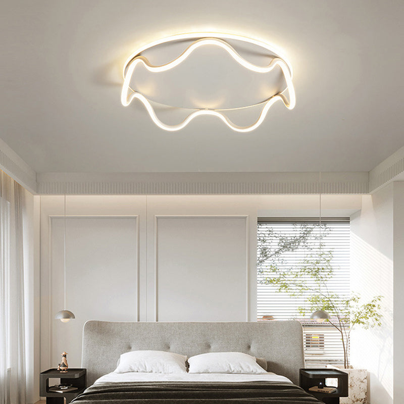 Modern Art Deco Kids Wave Round Iron LED Flush Mount Ceiling Light For Living Room