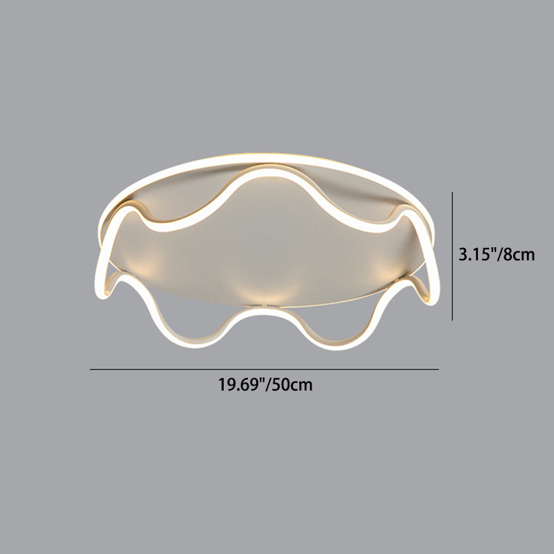 Modern Art Deco Kids Wave Round Iron LED Flush Mount Ceiling Light For Living Room