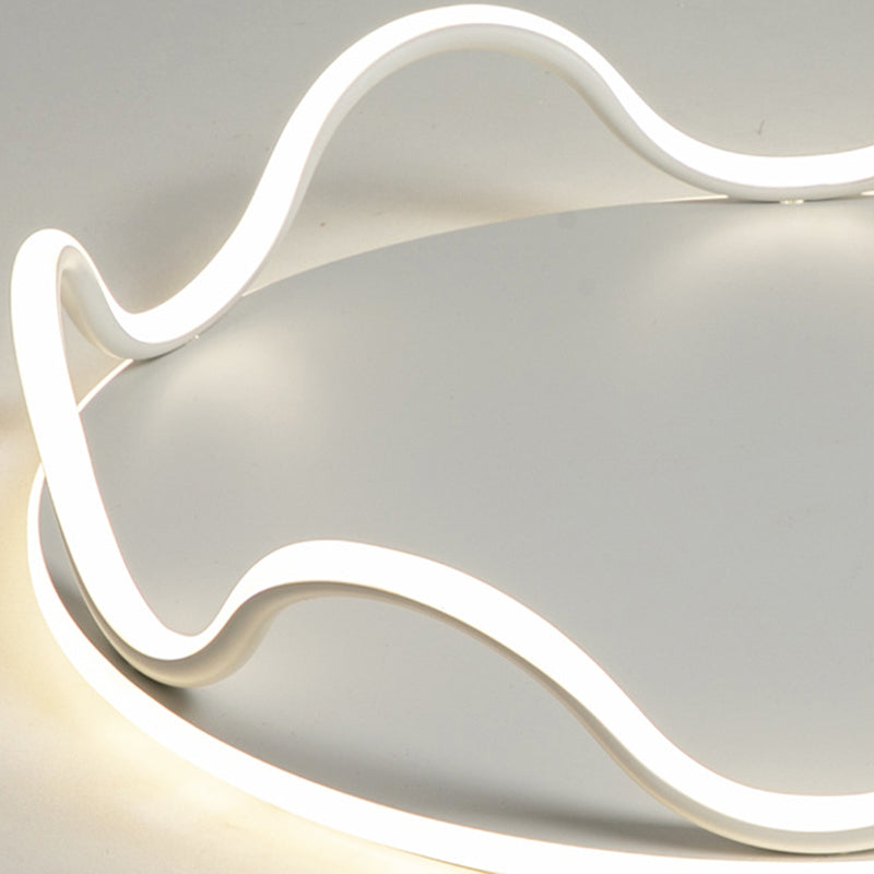 Modern Art Deco Kids Wave Round Iron LED Flush Mount Ceiling Light For Living Room