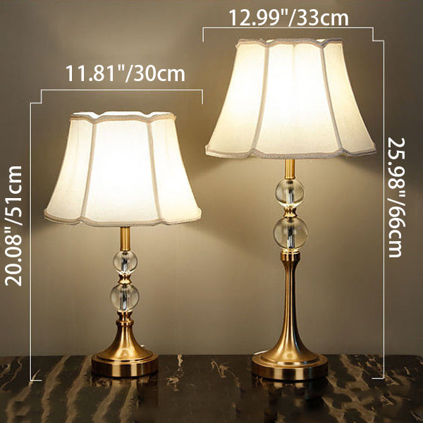 Traditionelle chinesische Spitzenrunde Kugel Stoff Messing 1-Licht Tischlampe für das Wohnzimmer 