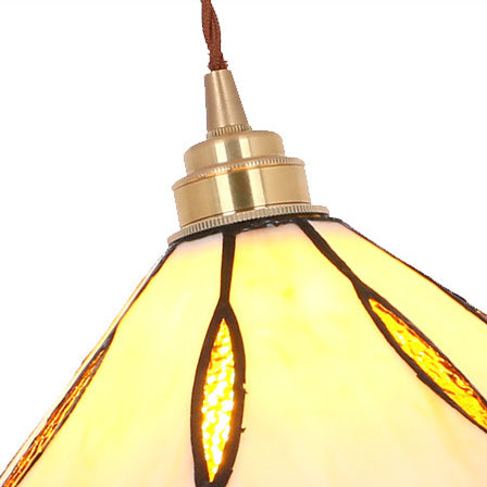 Contemporary Creative Conical Round Umbrella Glass Brass 1-Light Pendant Light For Living Room