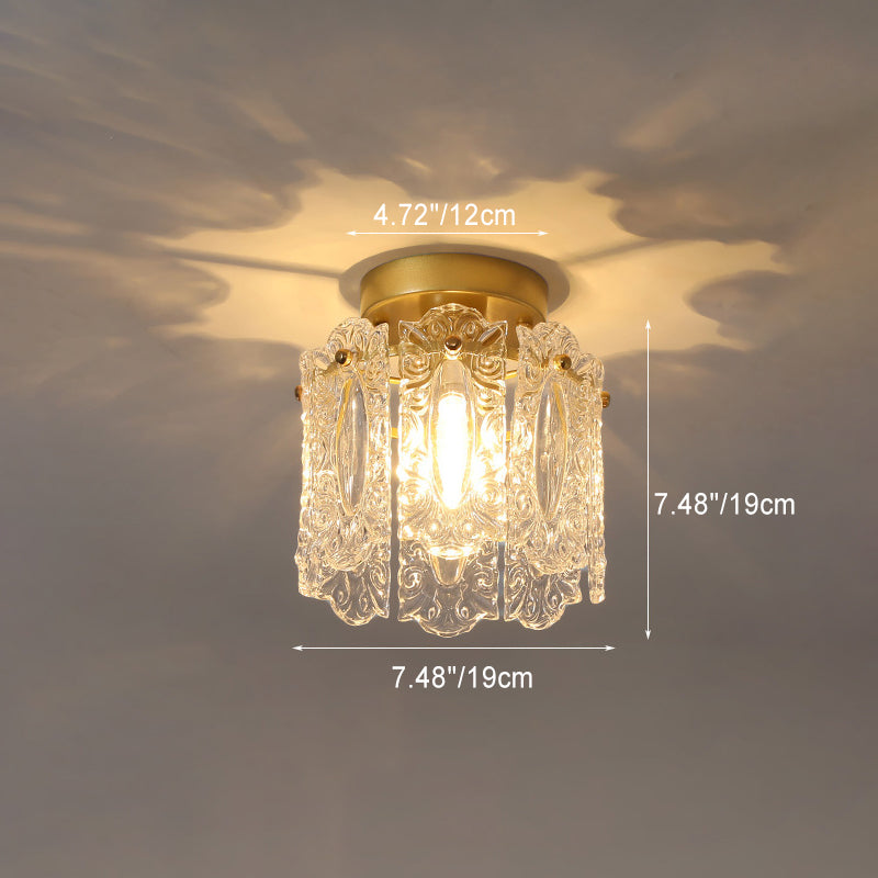 Zeitgenössische kreative gerippte Diamant abgeschrägte Auge des Himmels runde Glas Eisen 1-Licht Semi-Flush Mount Deckenleuchte für Wohnzimmer 