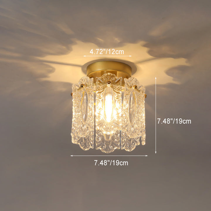Contemporary Creative Ribbed Diamond Beveled Eye Of Heaven Round Glass Iron 1-Light Semi-Flush Mount Ceiling Light For Living Room