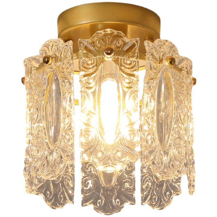 Zeitgenössische kreative gerippte Diamant abgeschrägte Auge des Himmels runde Glas Eisen 1-Licht Semi-Flush Mount Deckenleuchte für Wohnzimmer 