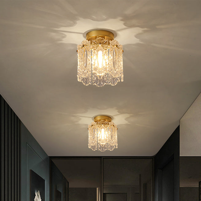 Zeitgenössische kreative gerippte Diamant abgeschrägte Auge des Himmels runde Glas Eisen 1-Licht Semi-Flush Mount Deckenleuchte für Wohnzimmer 