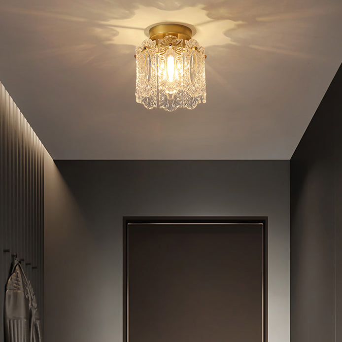 Zeitgenössische kreative gerippte Diamant abgeschrägte Auge des Himmels runde Glas Eisen 1-Licht Semi-Flush Mount Deckenleuchte für Wohnzimmer 