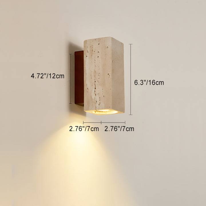 Applique murale 1 lumière en bois massif travertin jaune rectangulaire cylindrique carré traditionnel japonais pour salon 