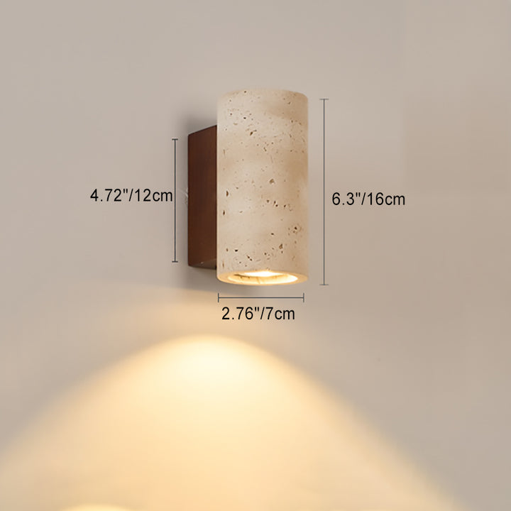 Applique murale 1 lumière en bois massif travertin jaune rectangulaire cylindrique carré traditionnel japonais pour salon 