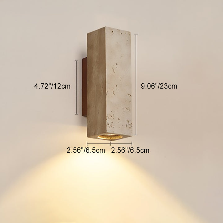 Applique murale 1 lumière en bois massif travertin jaune rectangulaire cylindrique carré traditionnel japonais pour salon 