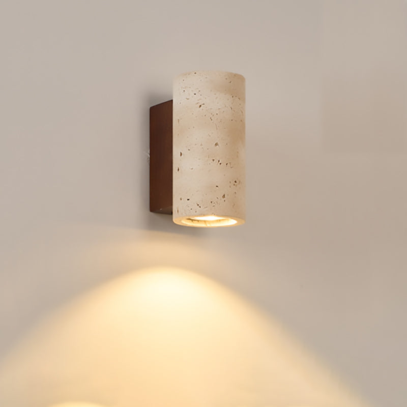 Applique murale 1 lumière en bois massif travertin jaune rectangulaire cylindrique carré traditionnel japonais pour salon 