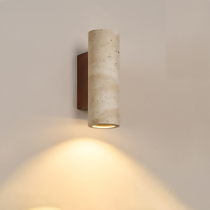 Applique murale 1 lumière en bois massif travertin jaune rectangulaire cylindrique carré traditionnel japonais pour salon 