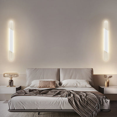 Moderne Minimalistische Lange Ovale Lange Stange Acryl Hardware LED Wandleuchte Für Schlafzimmer 