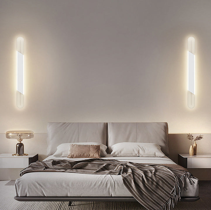 Moderne Minimalistische Lange Ovale Lange Stange Acryl Hardware LED Wandleuchte Für Schlafzimmer 