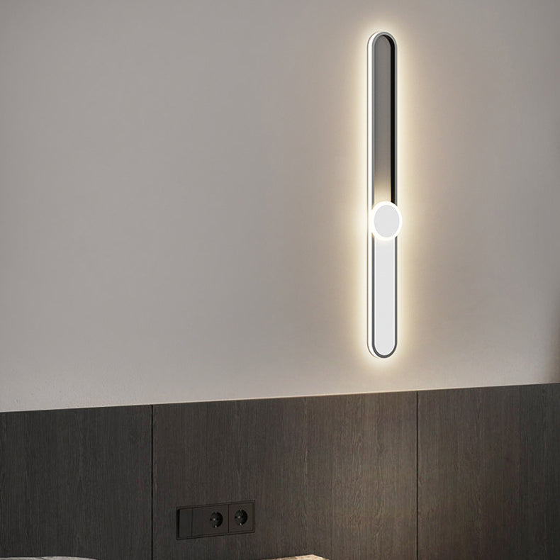 Moderne Minimalistische Lange Ovale Lange Stange Acryl Hardware LED Wandleuchte Für Schlafzimmer 