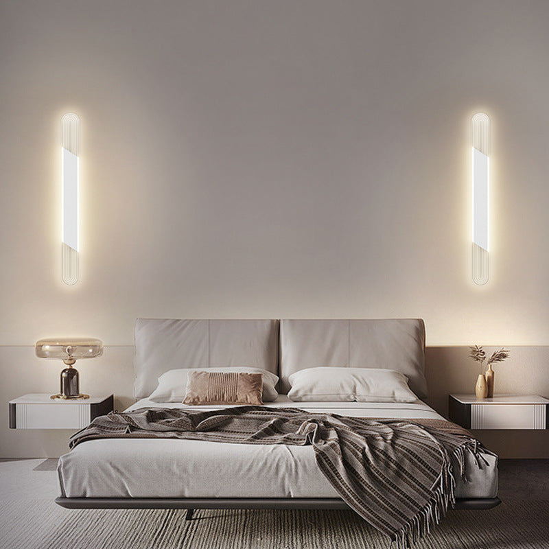 Moderne Minimalistische Lange Ovale Lange Stange Acryl Hardware LED Wandleuchte Für Schlafzimmer 