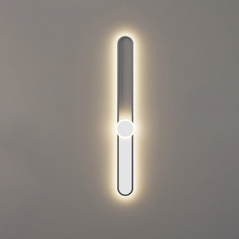 Moderne Minimalistische Lange Ovale Lange Stange Acryl Hardware LED Wandleuchte Für Schlafzimmer 