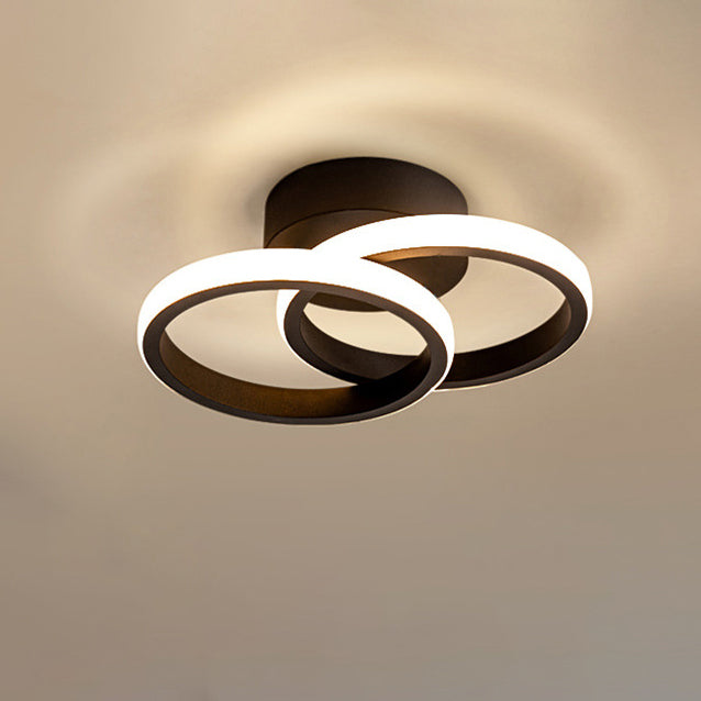 Modern Simplicity Round Ring PVC Aluminum LED Semi-Flush Mount Ceiling Light For Living Room