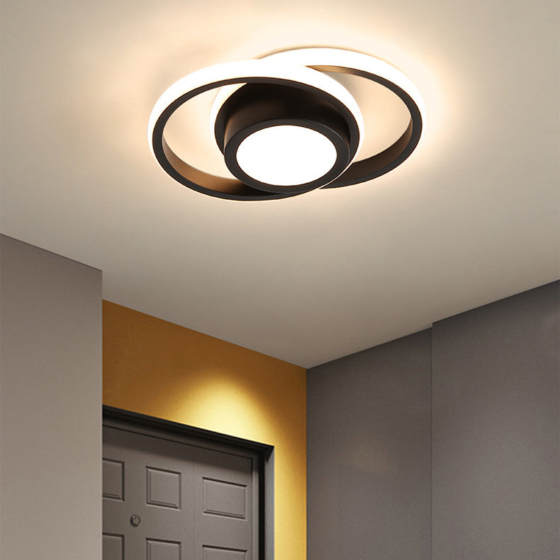Modern Simplicity Round Ring PVC Aluminum LED Semi-Flush Mount Ceiling Light For Living Room