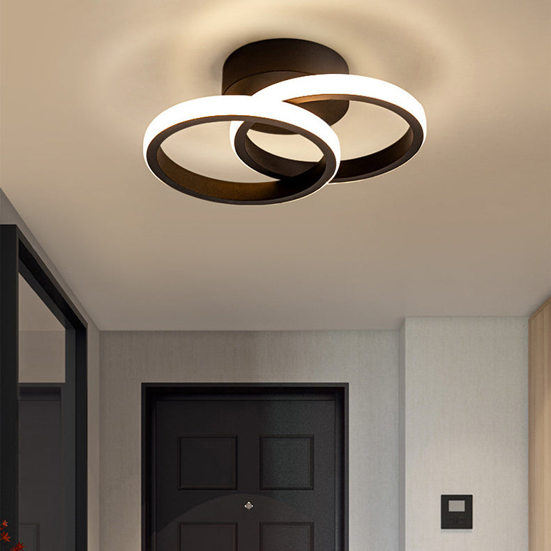 Modern Simplicity Round Ring PVC Aluminum LED Semi-Flush Mount Ceiling Light For Living Room