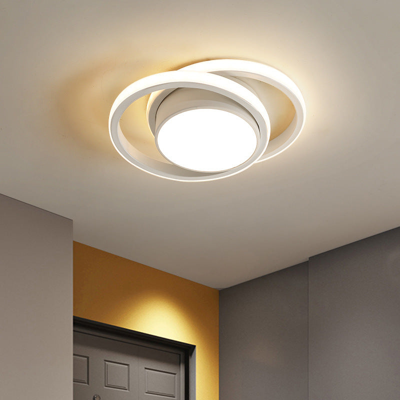 Modern Simplicity Round Ring PVC Aluminum LED Semi-Flush Mount Ceiling Light For Living Room
