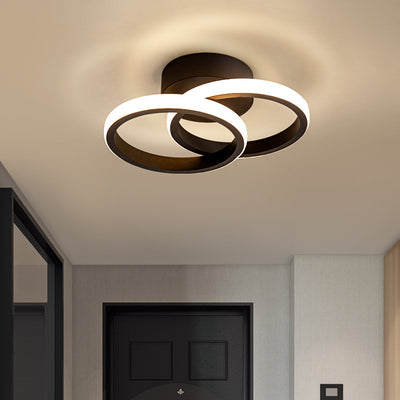 Modern Simplicity Round Ring PVC Aluminum LED Semi-Flush Mount Ceiling Light For Living Room