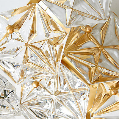 Modern Luxury Prismatic Stacked Crystal Brass 3-Light Wall Sconce Lamp For Bedroom