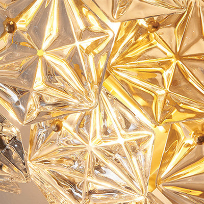 Modern Luxury Prismatic Stacked Crystal Brass 3-Light Wall Sconce Lamp For Bedroom